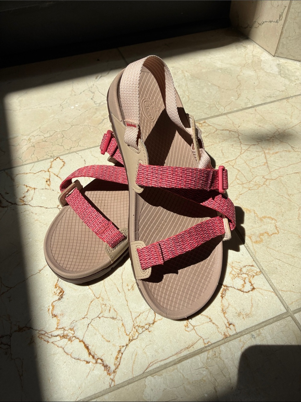 Chaco Women's Sandals in Dusty Rose Footbed with Pink Straps